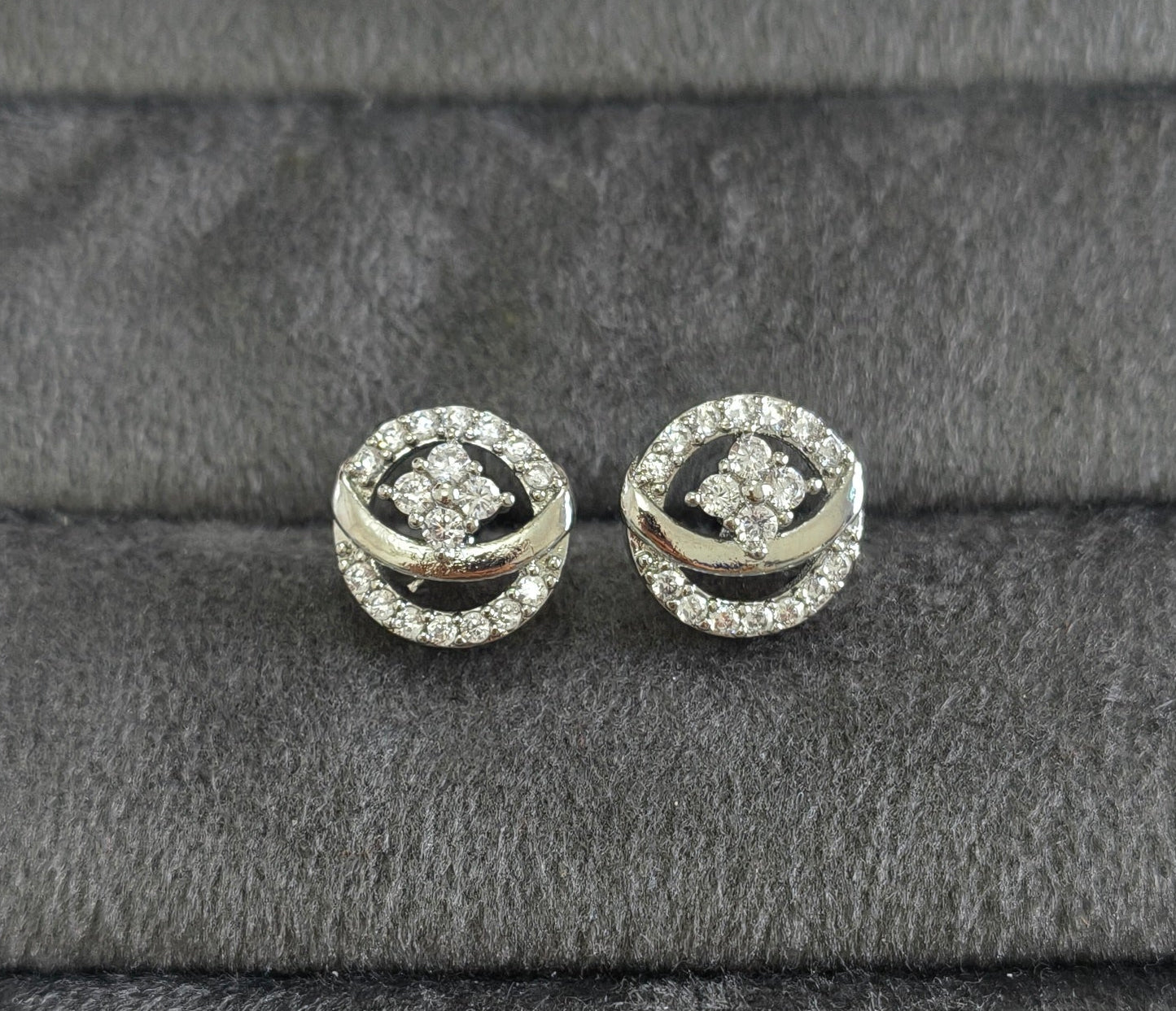 Anti Tarnish Dainty Dazzling Stud Earrings Silver Plated