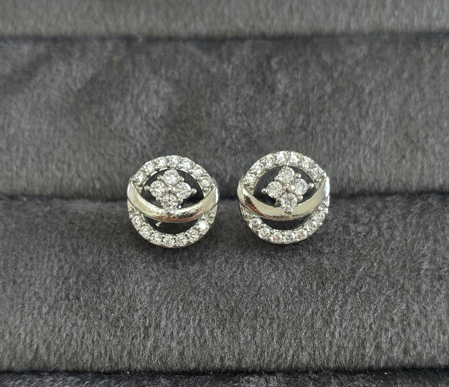 Anti Tarnish Dainty Dazzling Stud Earrings Silver Plated