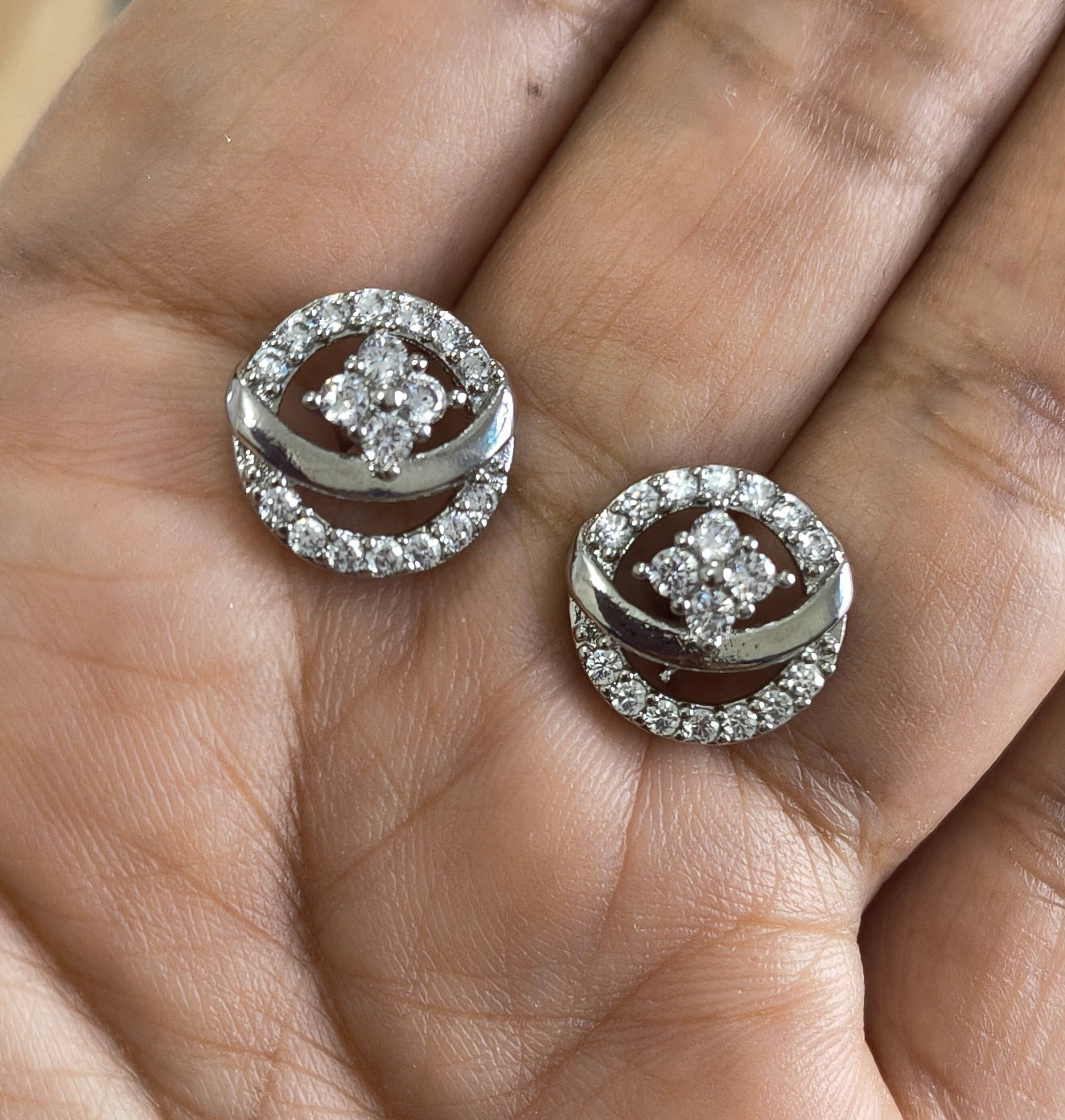 Anti Tarnish Dainty Dazzling Stud Earrings Silver Plated