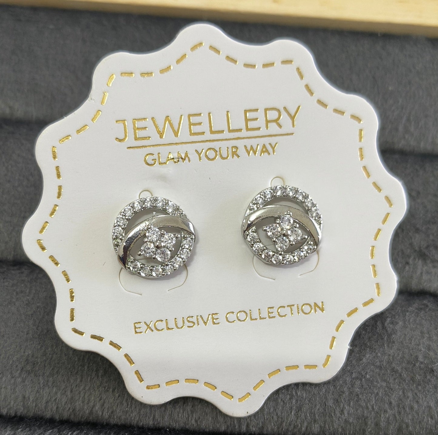 Anti Tarnish Dainty Dazzling Stud Earrings Silver Plated