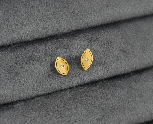 Anti Tarnish Dainty Evil Eye Studs Earring 18K Gold Plated