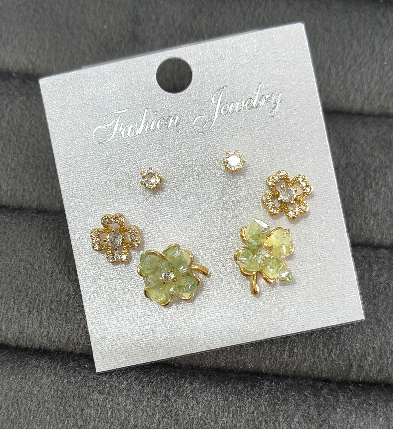 Anti Tarnish Dainty Flower Earrings Set of 3 18K Gold Plated