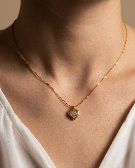 Anti Tarnish Dainty Heart Pendant Necklace 18K Gold Plated