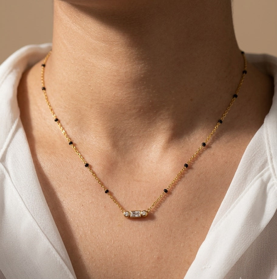 Anti Tarnish Dainty Solitaire Mangalsutra 18K Gold Plated