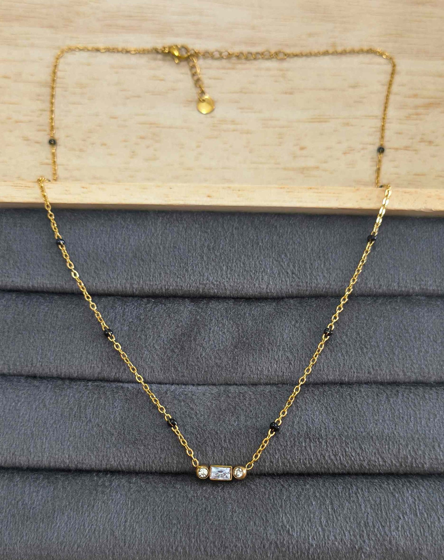 Anti Tarnish Dainty Solitaire Mangalsutra 18K Gold Plated