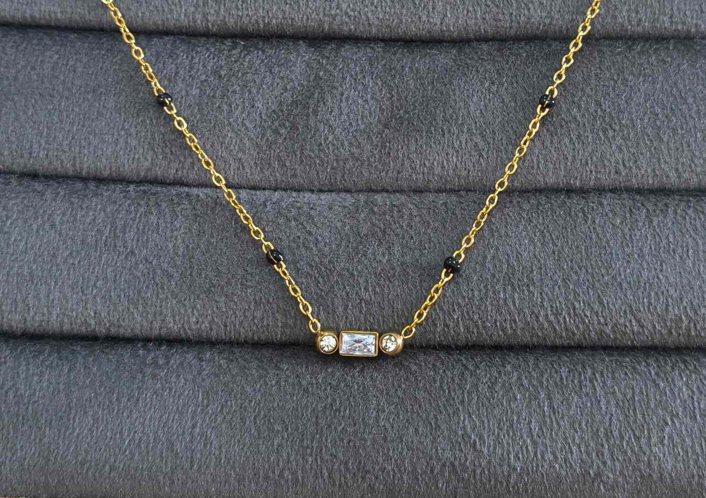 Anti Tarnish Dainty Solitaire Mangalsutra 18K Gold Plated
