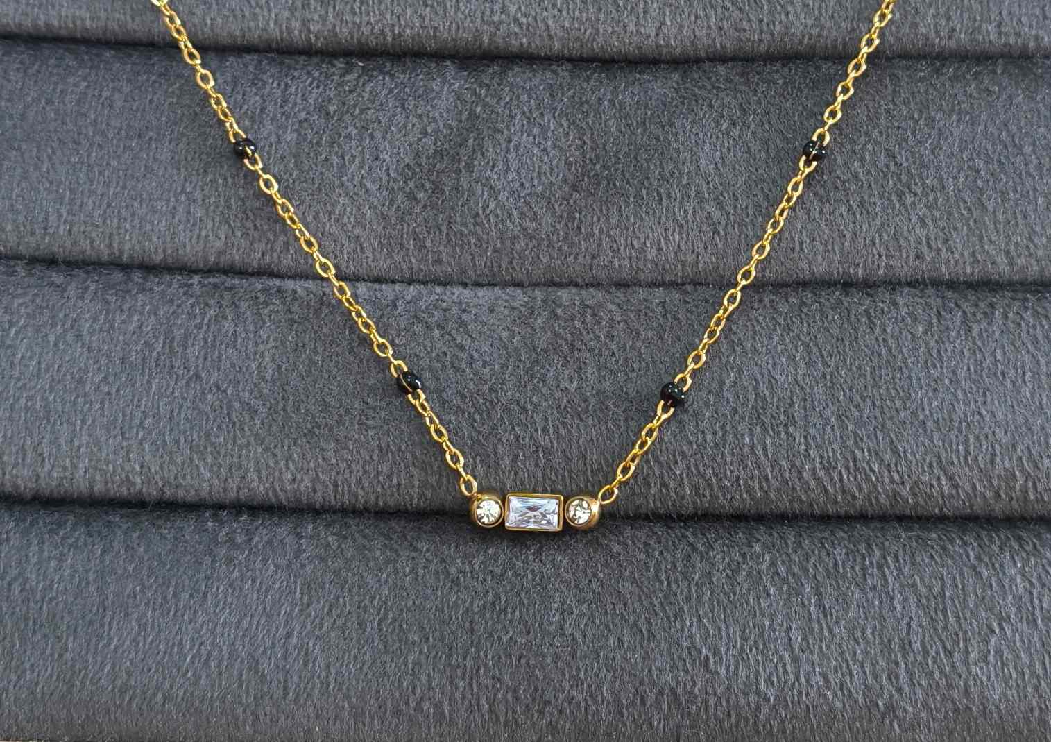 Anti Tarnish Dainty Solitaire Mangalsutra 18K Gold Plated