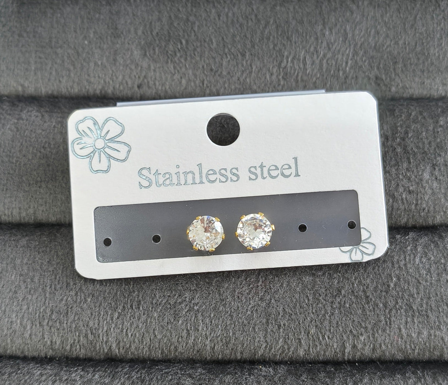 Anti Tarnish Dainty Solitaire Stud Earrings 18K Gold Plated