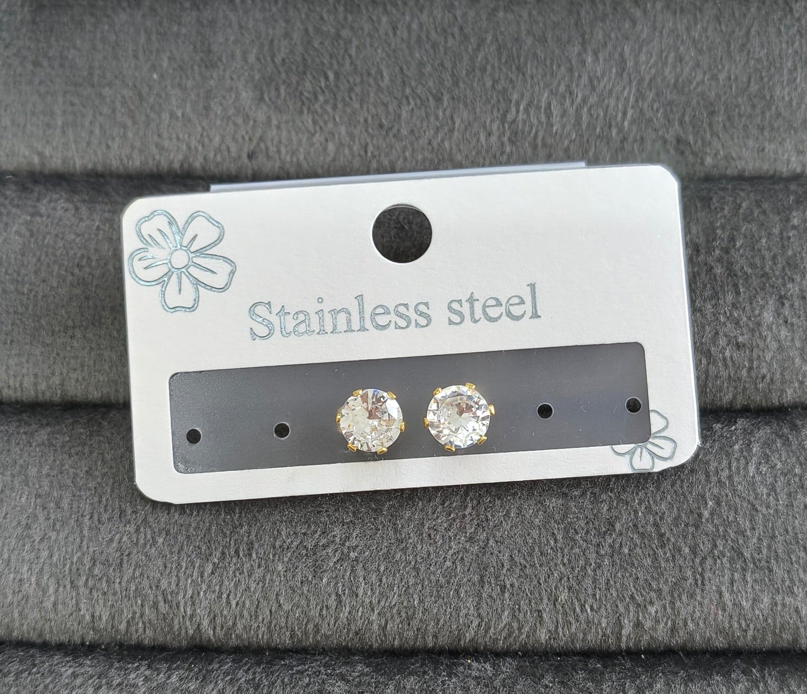 Anti Tarnish Dainty Solitaire Stud Earrings 18K Gold Plated