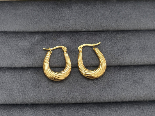 Anti Tarnish Dainty Swirl Hoop Earrings 18K Gold Plated