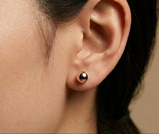 Anti Tarnish Dazzling Ball Studs 18K Gold Plated