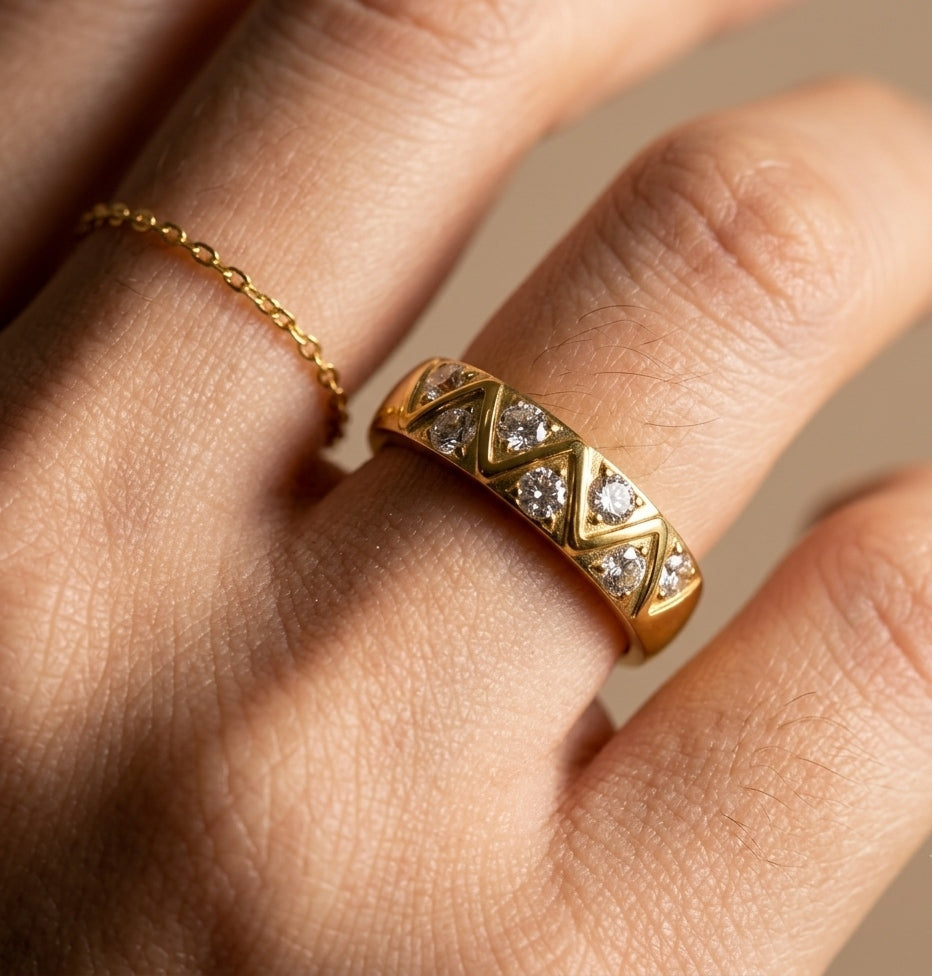 Anti Tarnish Dazzling Coco Crush Ring 18K Gold Plated