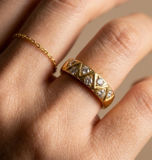 Anti Tarnish Dazzling Coco Crush Ring 18K Gold Plated