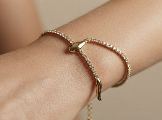 Anti Tarnish Dazzling Serpent Bracelet 18K Gold Plated
