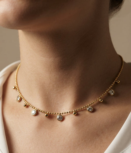 Anti Tarnish Dazzling Solitaire Necklace 18K Gold Plated