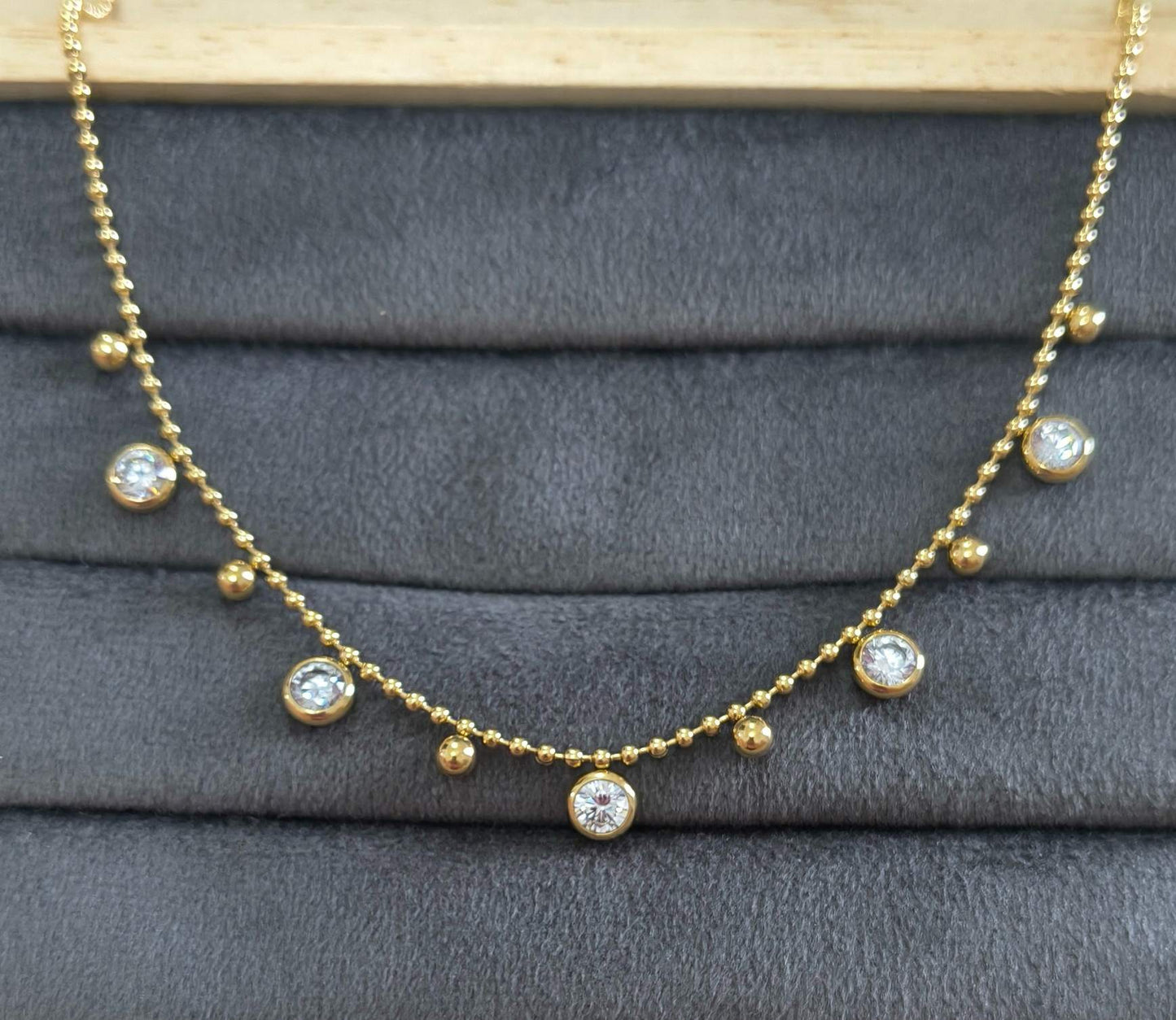 Anti Tarnish Dazzling Solitaire Necklace 18K Gold Plated