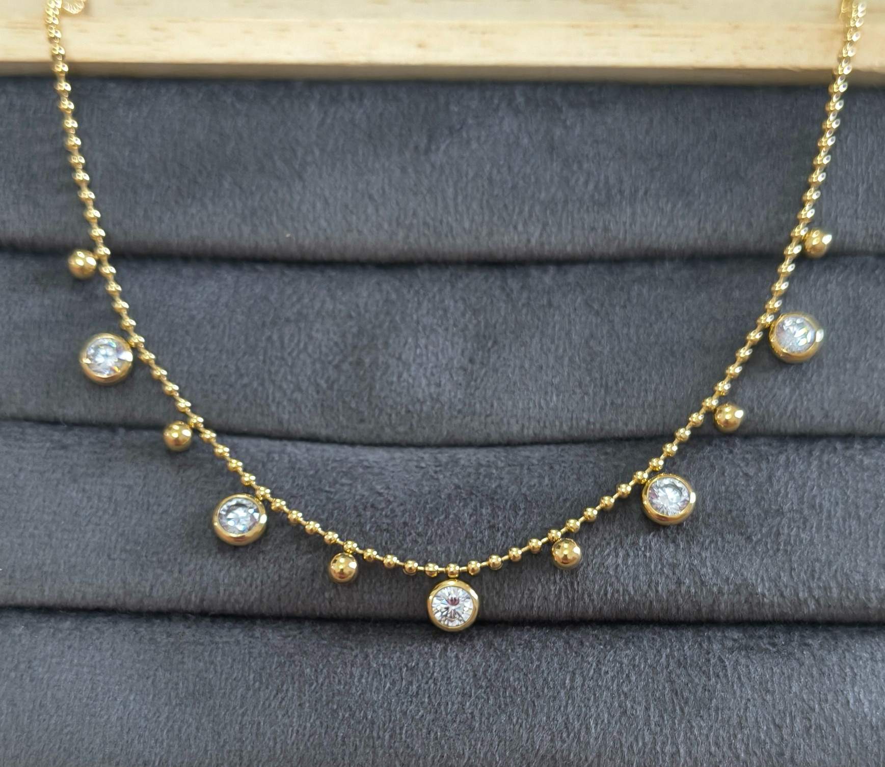 Anti Tarnish Dazzling Solitaire Necklace 18K Gold Plated