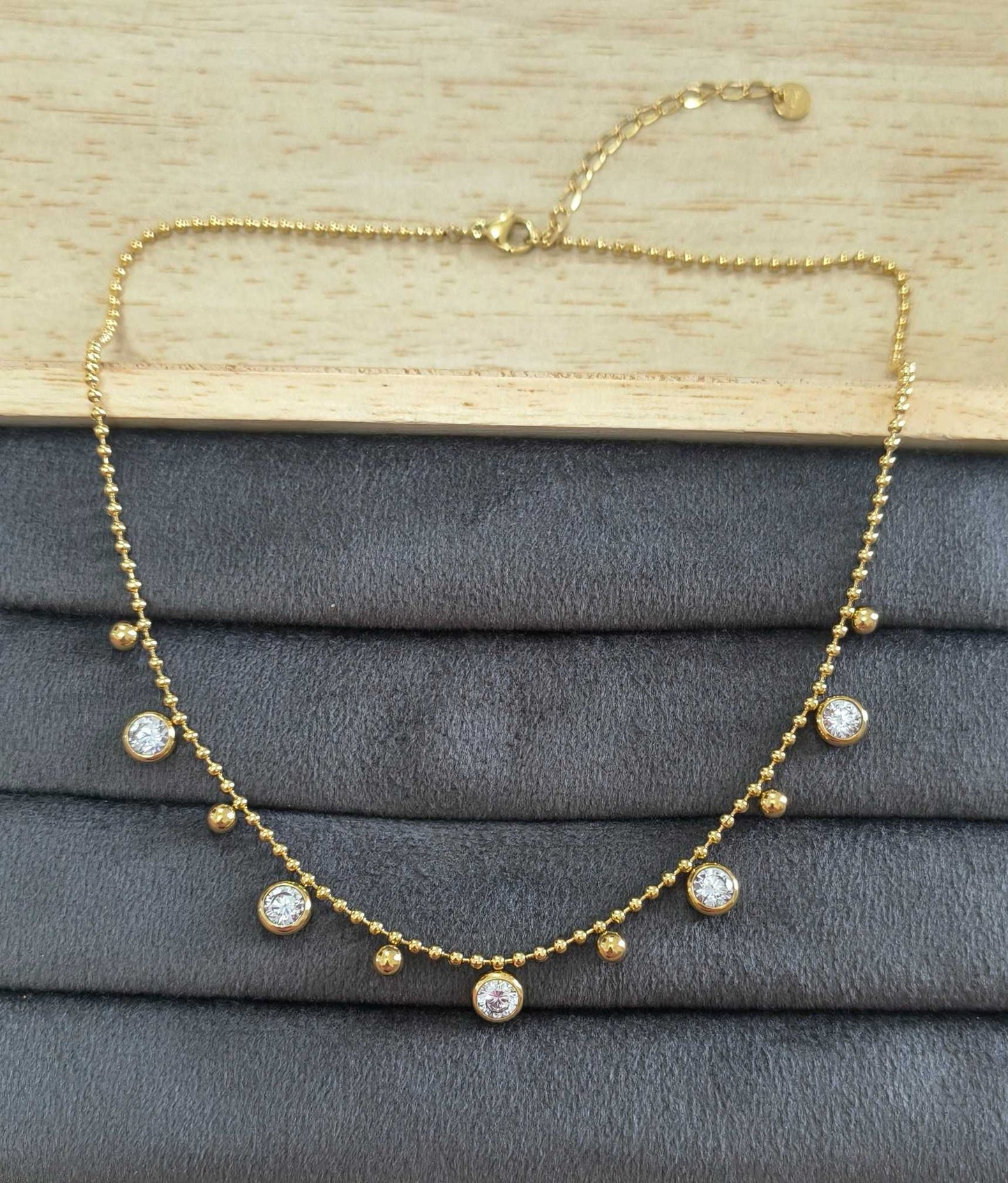 Anti Tarnish Dazzling Solitaire Necklace 18K Gold Plated