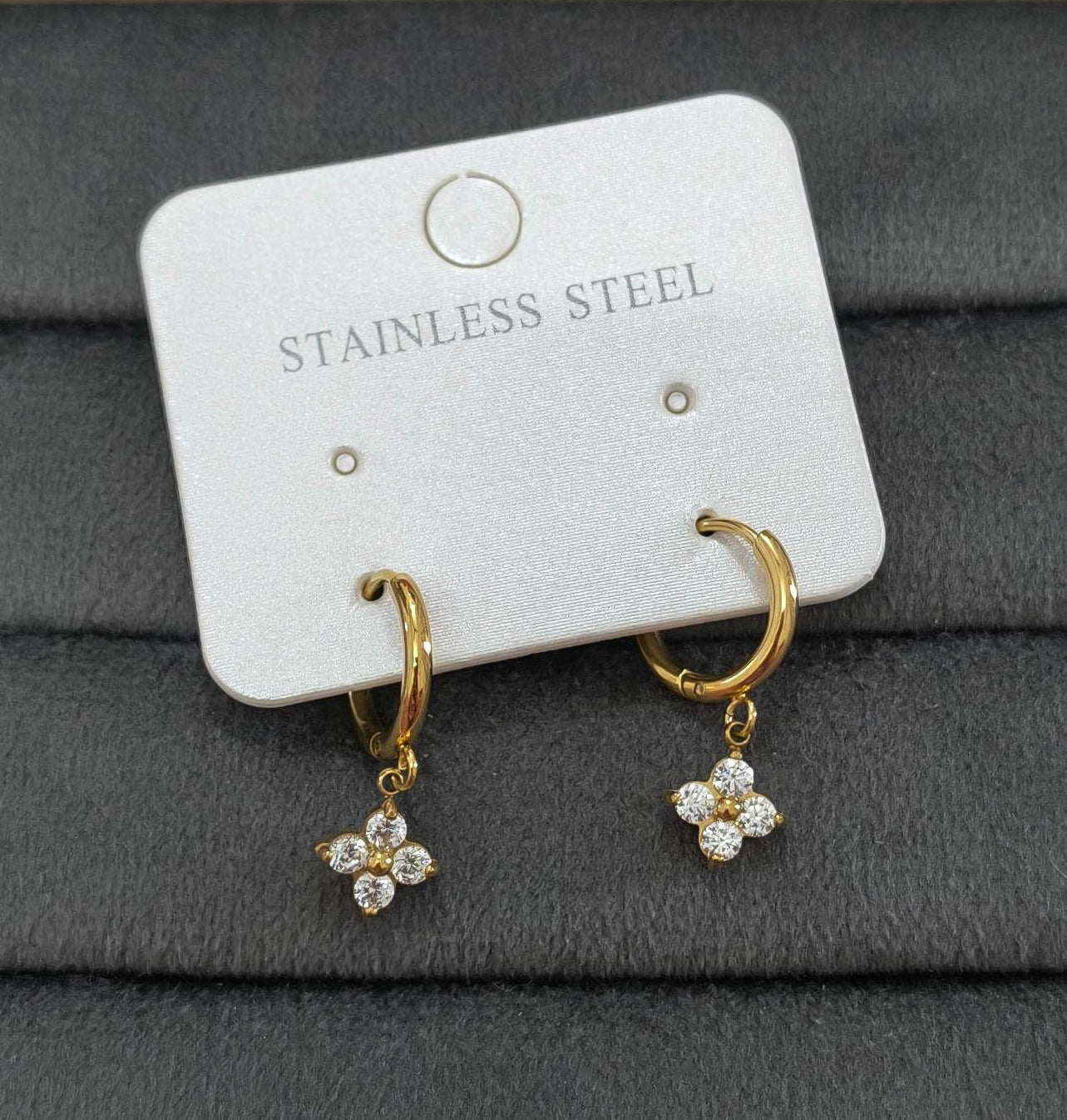Anti Tarnish Dazzling Square Drop Earrings 18K Gold Plated