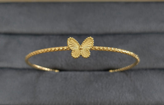 Anti Tarnish Delicate Butterfly Cuff Bangle 18K Gold Plated