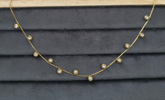 Anti Tarnish Delicate Diamond Charms Necklace 18K Gold Plated