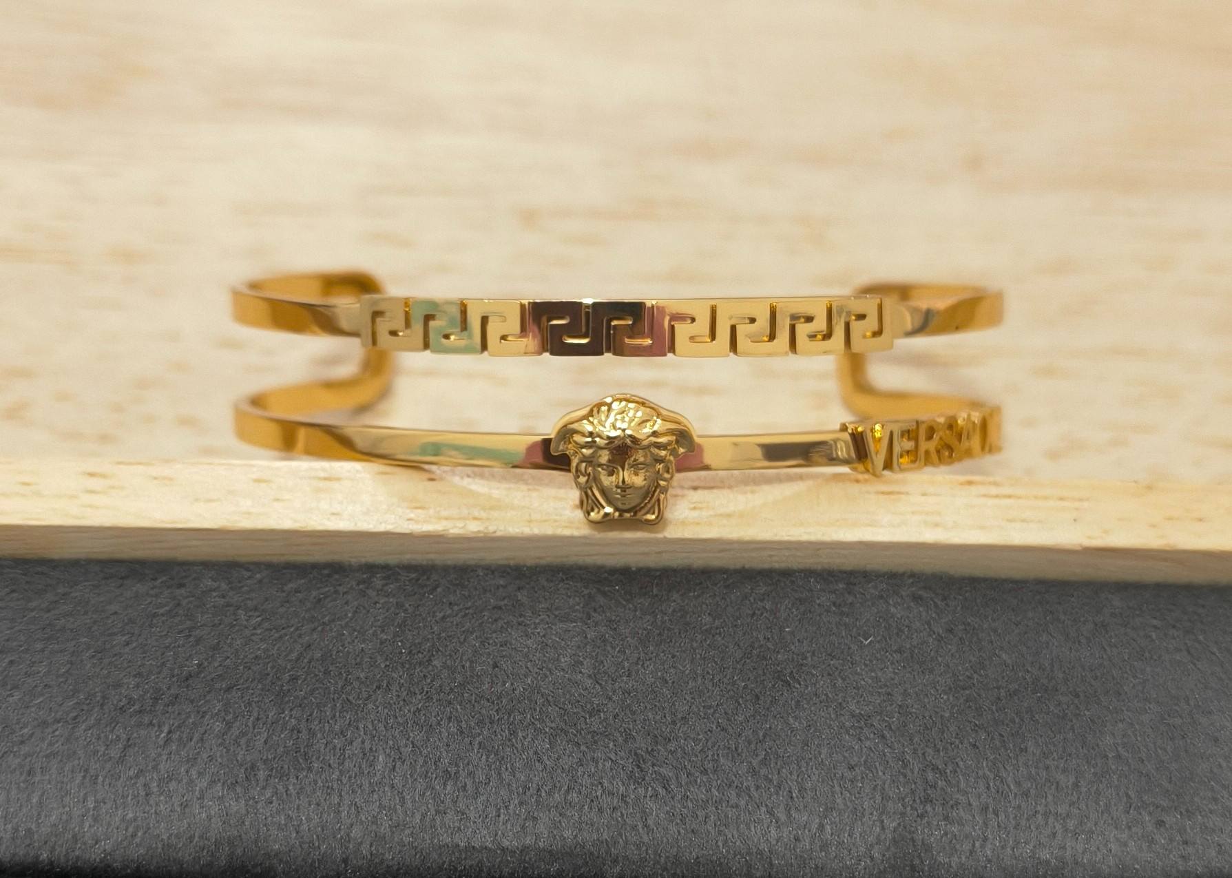 Anti Tarnish Double Band Cuff Bracelet 18K Gold Plated