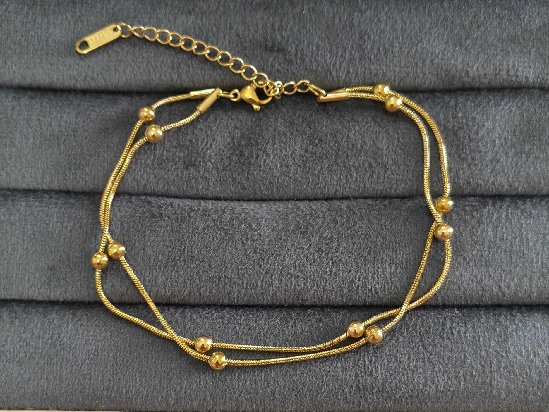 Anti Tarnish Double Layered Anklet 18K Gold Plated