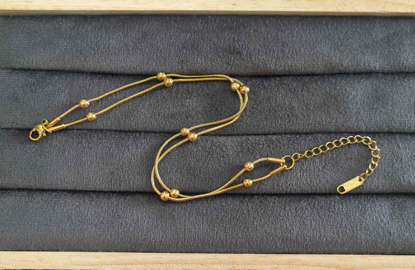 Anti Tarnish Double Layered Anklet 18K Gold Plated