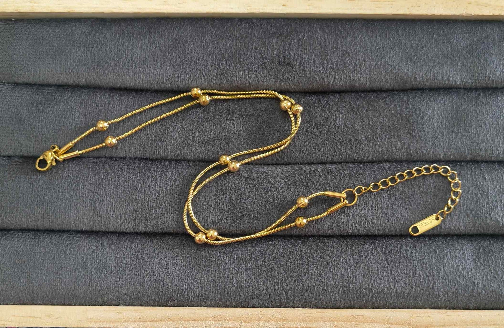 Anti Tarnish Double Layered Anklet 18K Gold Plated