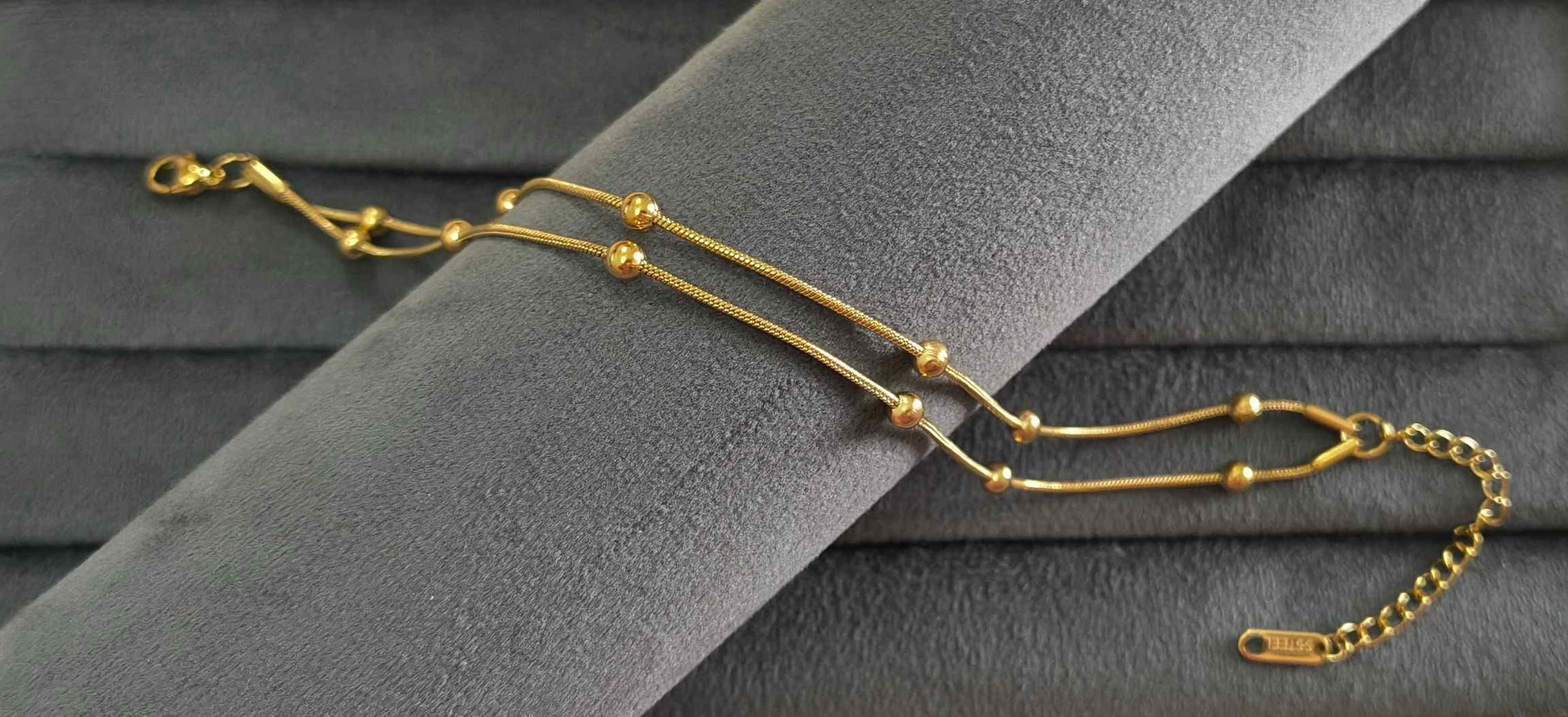 Anti Tarnish Double Layered Anklet 18K Gold Plated