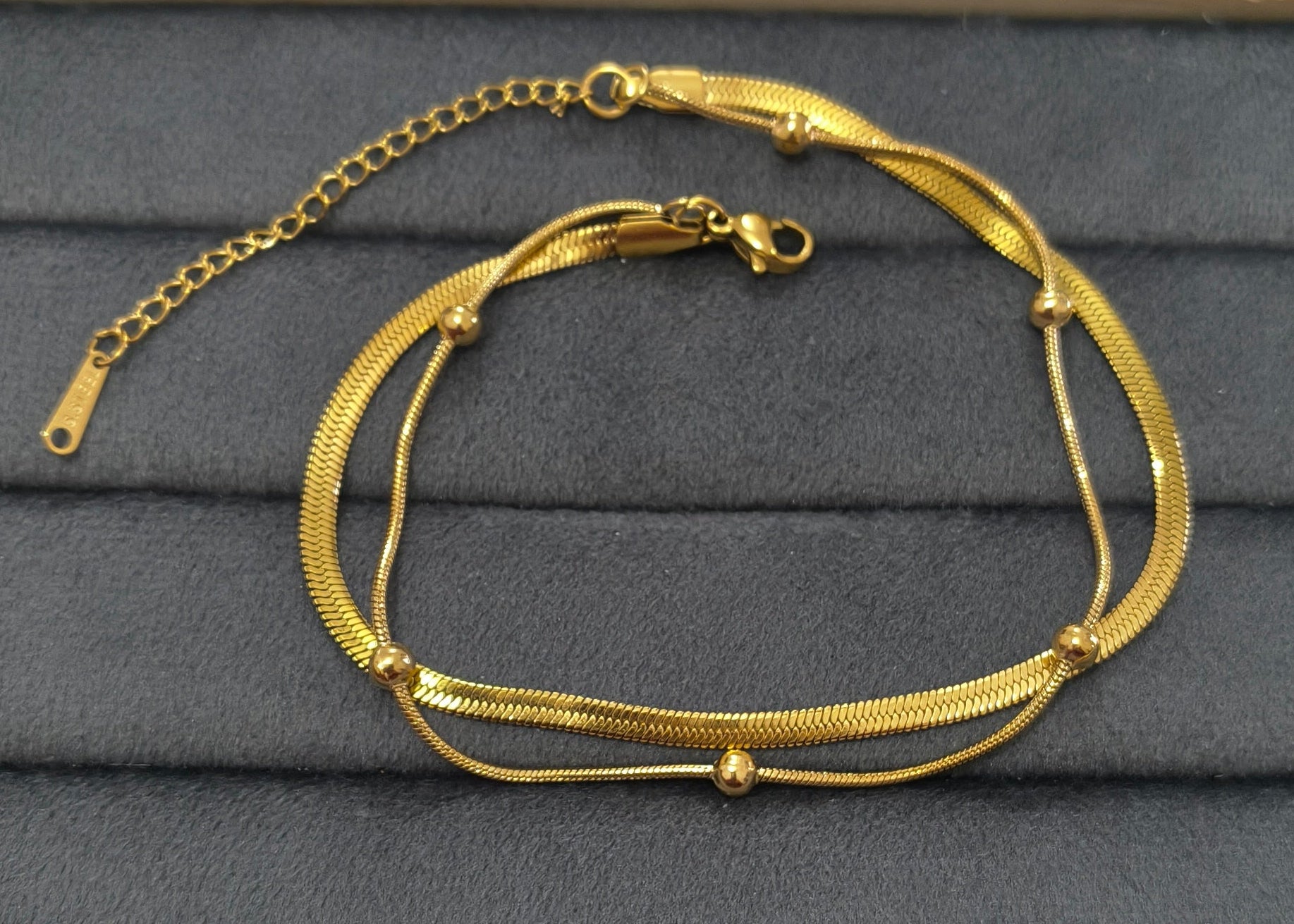 Anti Tarnish Double Layered Anklet 18K Gold Plated