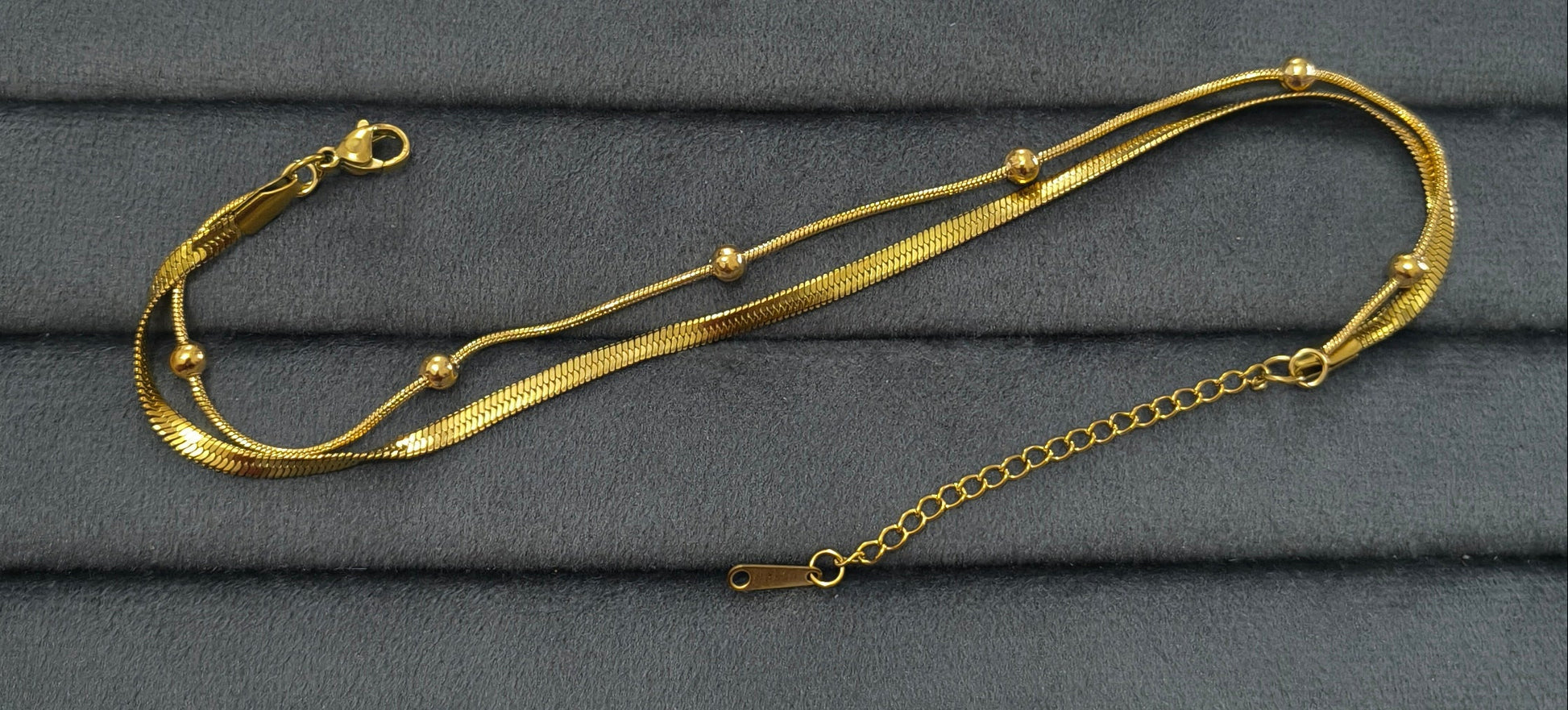 Anti Tarnish Double Layered Anklet 18K Gold Plated