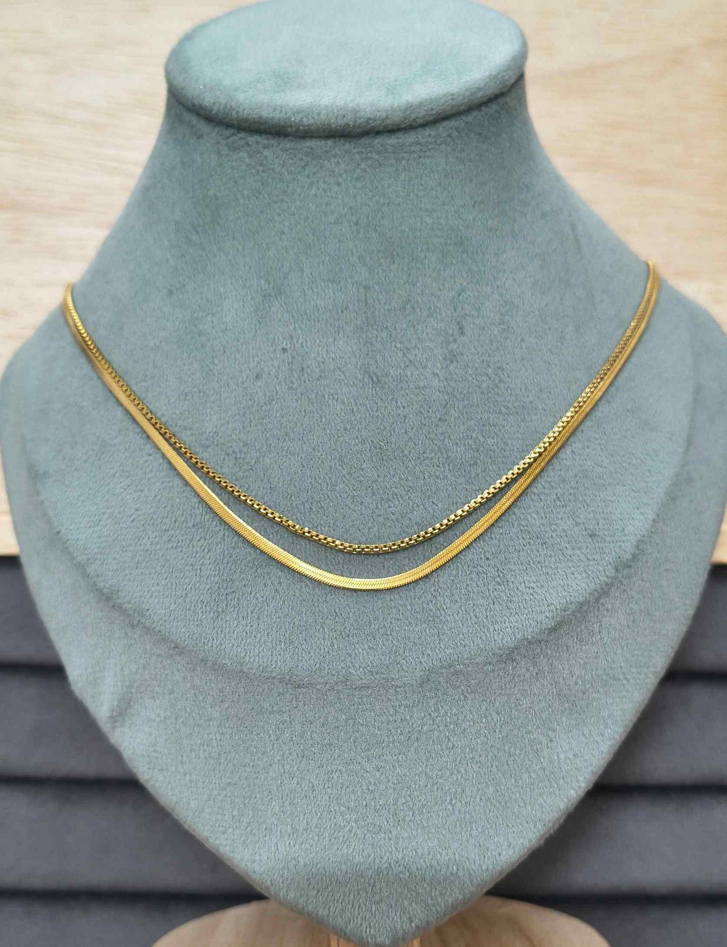 Anti Tarnish Double Layered Chain 18K Gold Plated