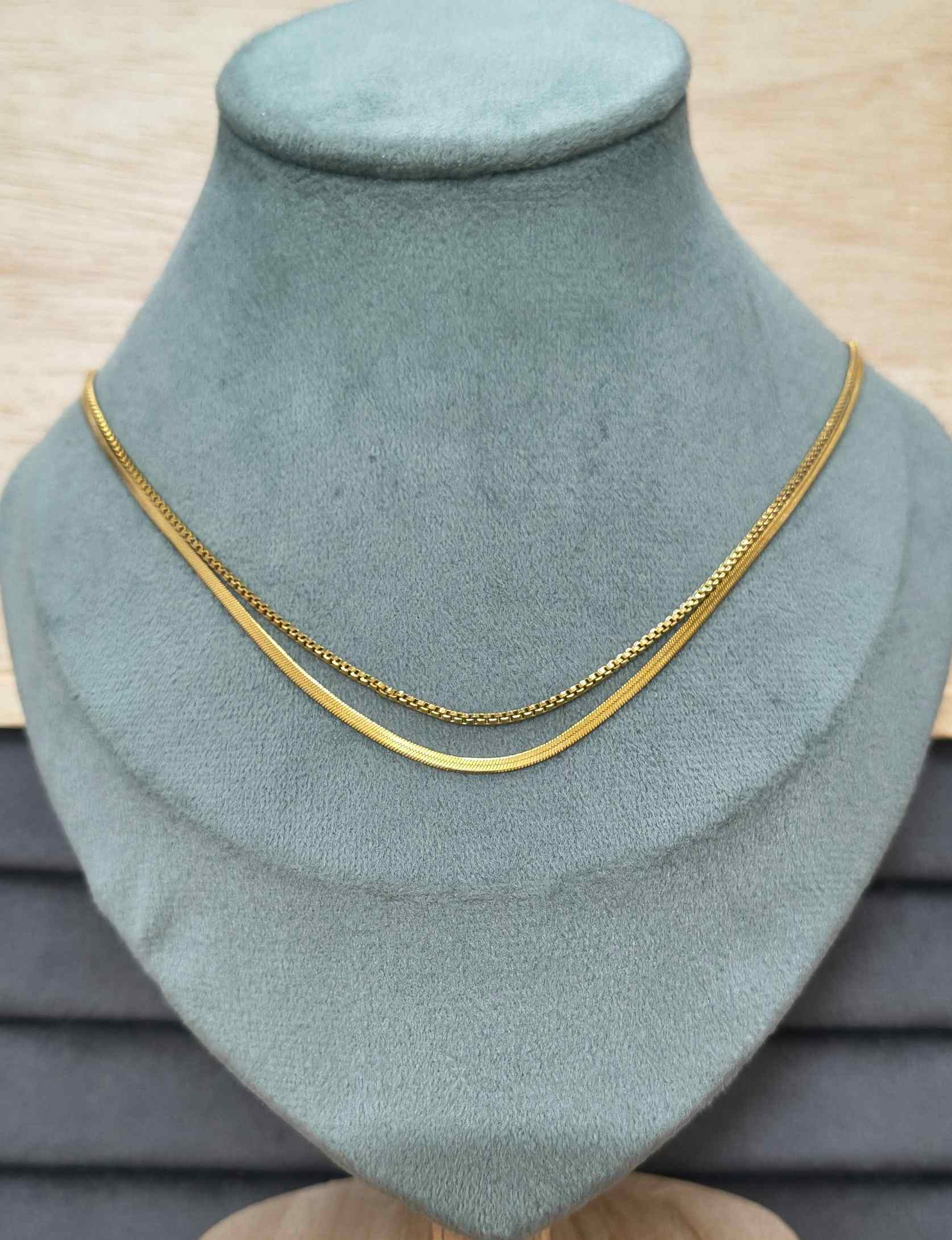 Anti Tarnish Double Layered Chain 18K Gold Plated