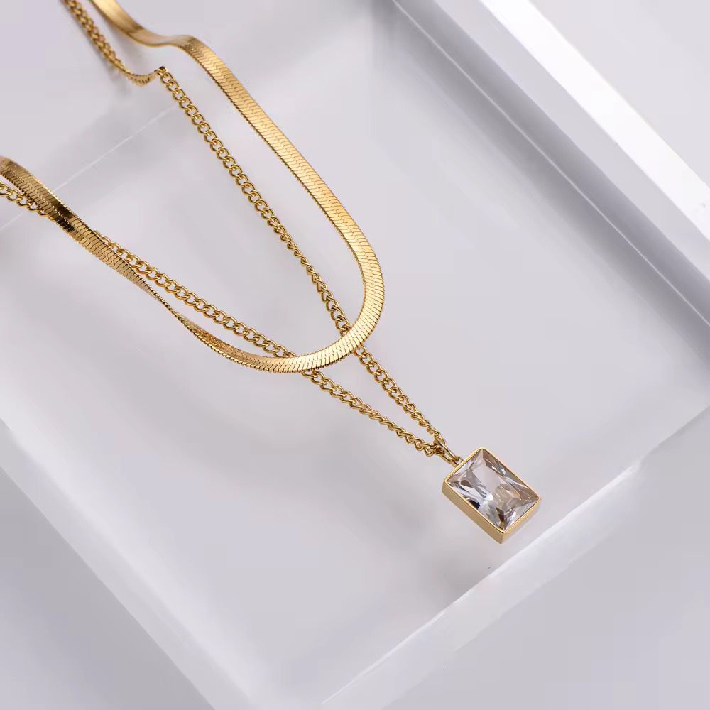 Anti Tarnish Double Layered Gold Chain Necklace 18k PVD plated