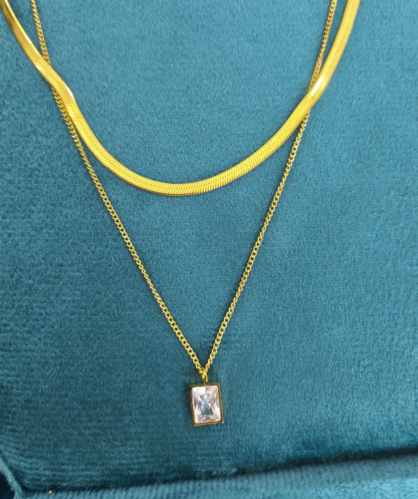 Diamonds and Golden Drops Necklace 18K Gold Plated