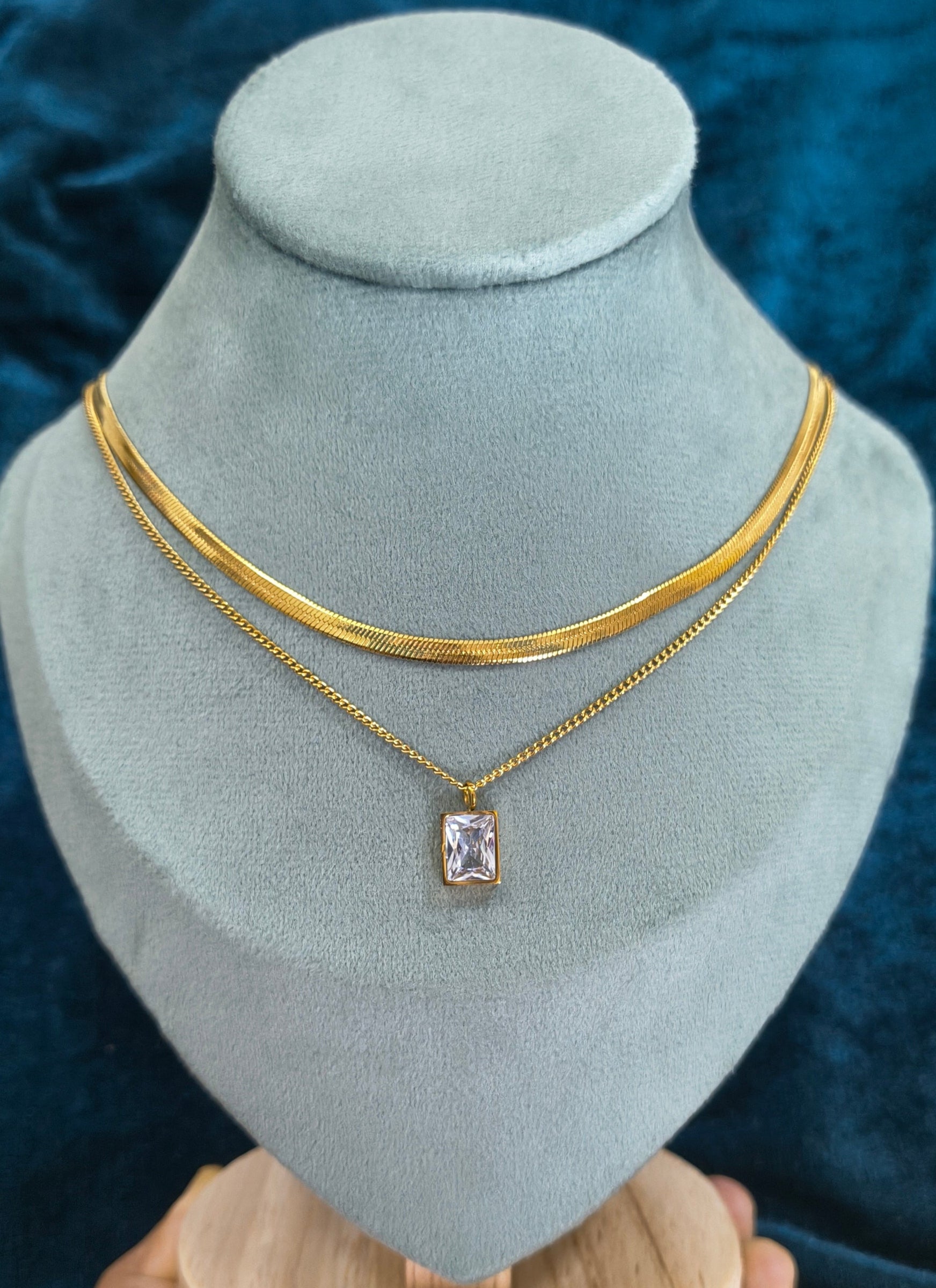 Diamonds and Golden Drops Necklace 18K Gold Plated