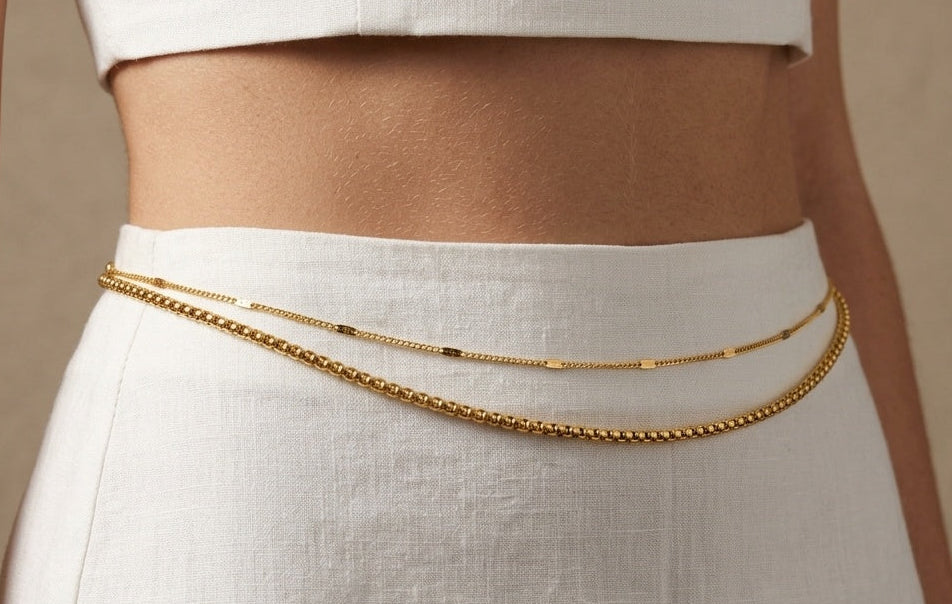 Anti Tarnish Double Layered Waist Chain 18K Gold Plated