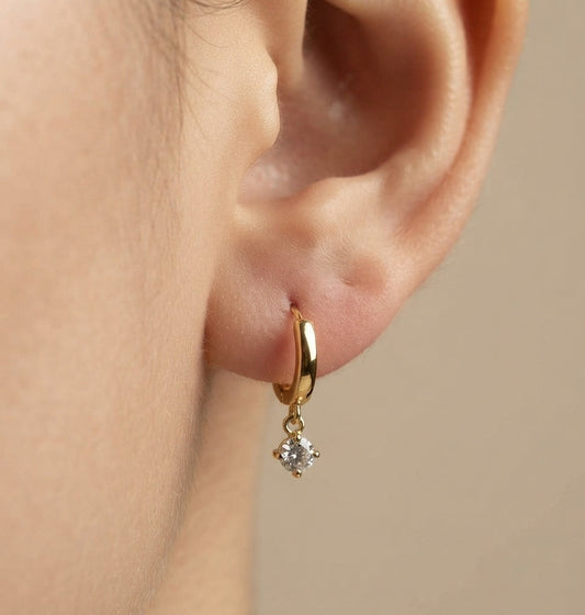 Anti Tarnish Drop Charm Earrings 18K Gold Plated