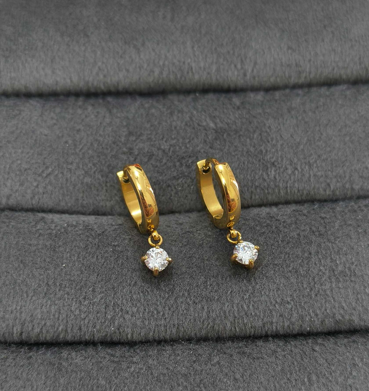 Anti Tarnish Drop Charm Earrings 18K Gold Plated