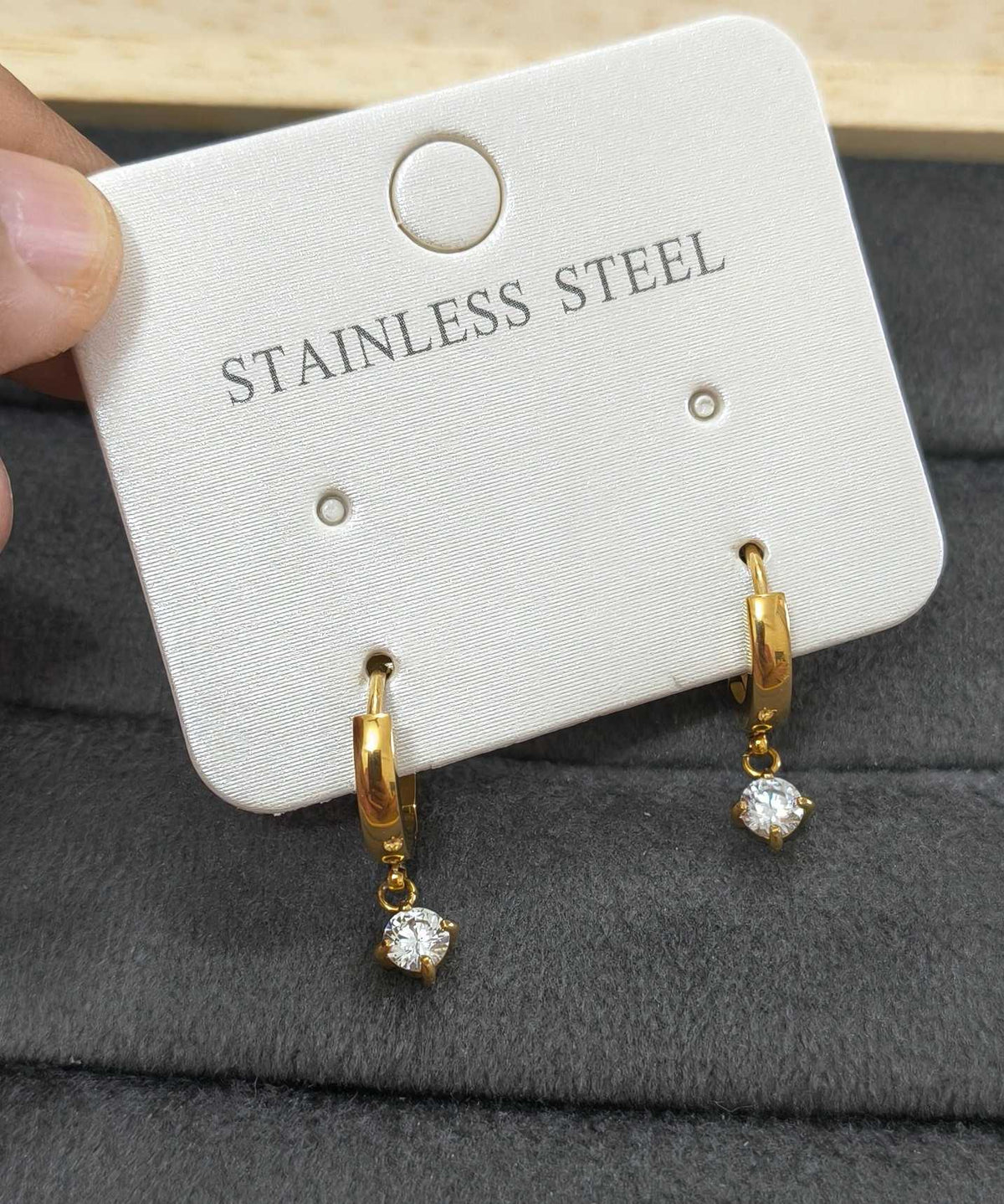 Anti Tarnish Drop Charm Earrings 18K Gold Plated