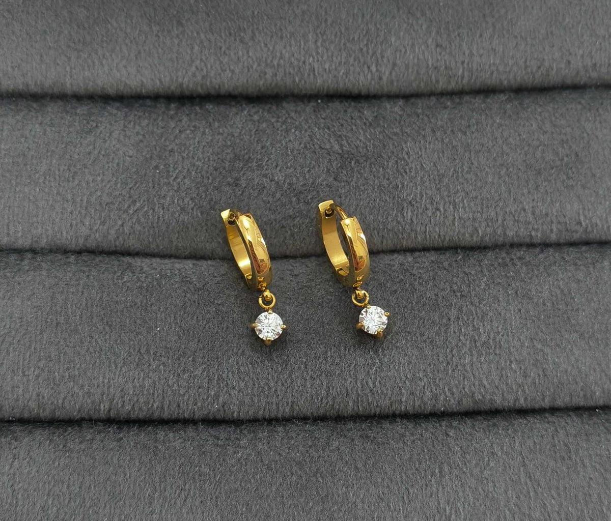 Anti Tarnish Drop Charm Earrings 18K Gold Plated