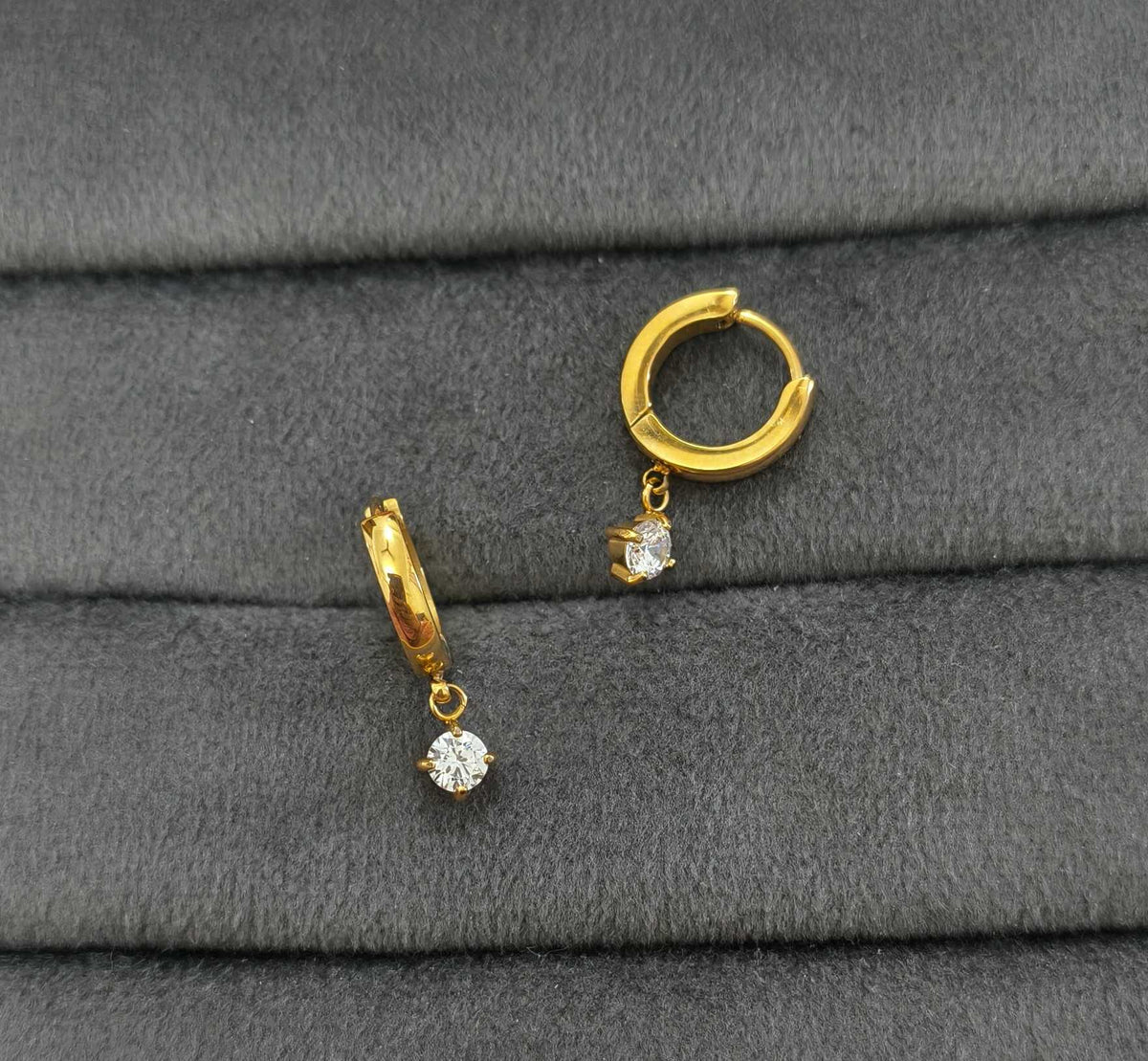 Anti Tarnish Drop Charm Earrings 18K Gold Plated