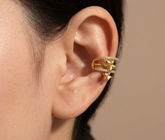 Anti Tarnish Ear Cuff Earring Butterfly 18K Gold Plated