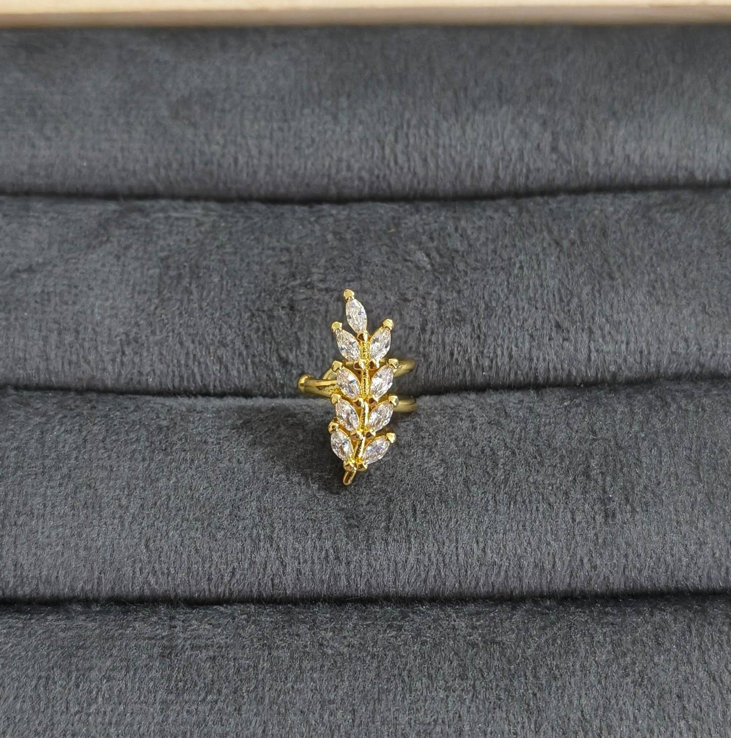 Anti Tarnish Ear Cuff Earring Leaf Pattern 18K Gold Plated