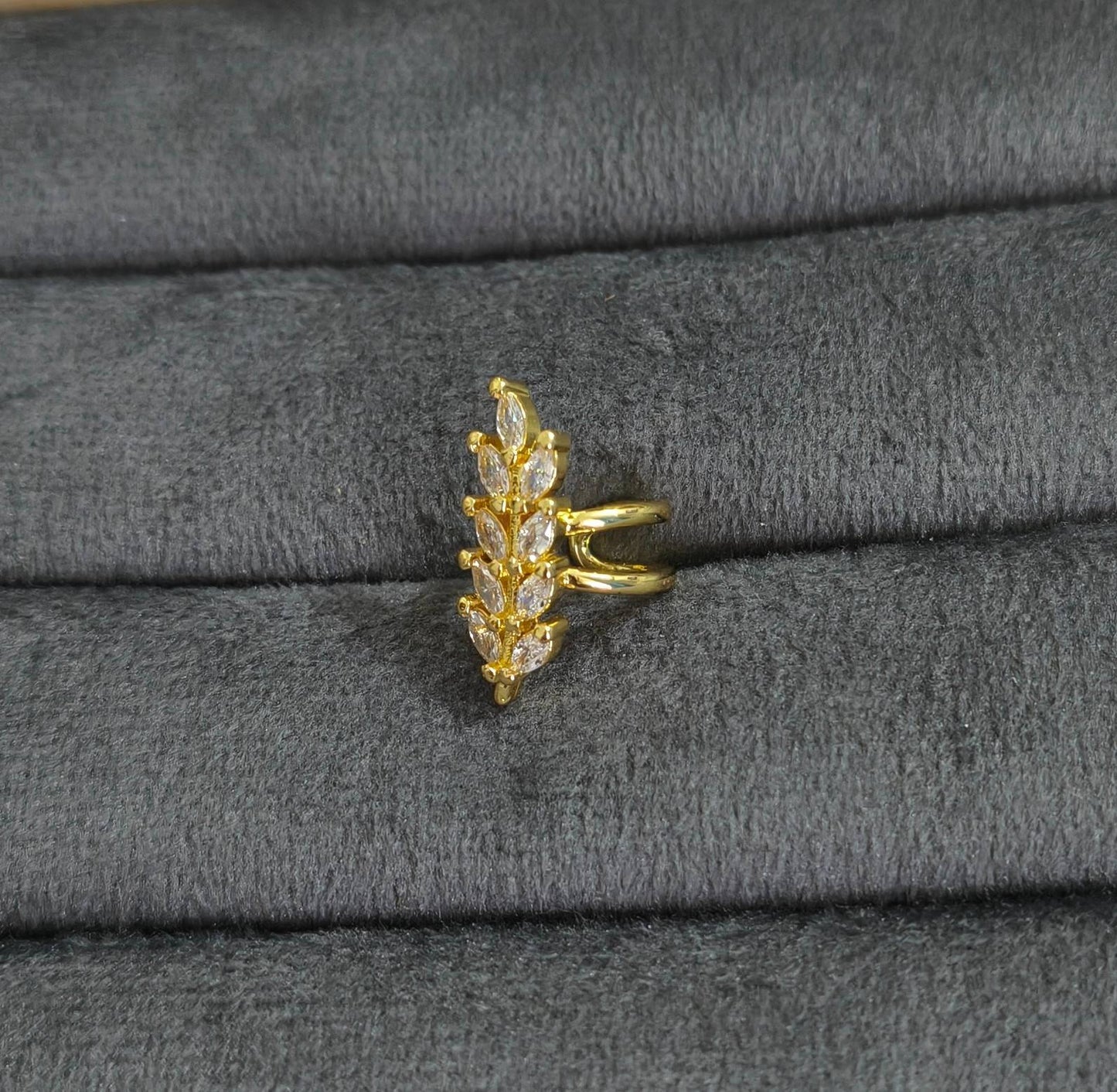 Anti Tarnish Ear Cuff Earring Leaf Pattern 18K Gold Plated