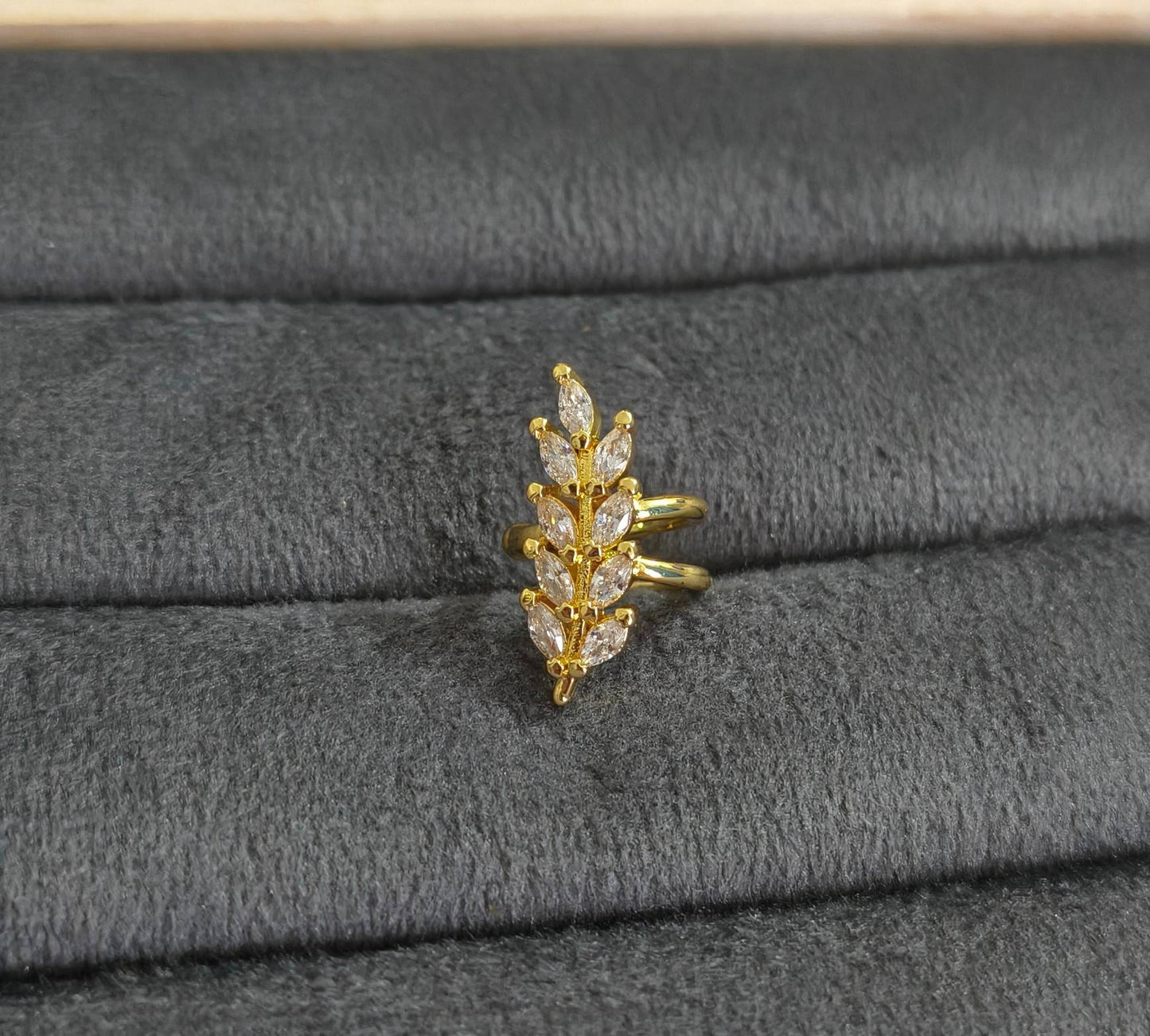 Anti Tarnish Ear Cuff Earring Leaf Pattern 18K Gold Plated