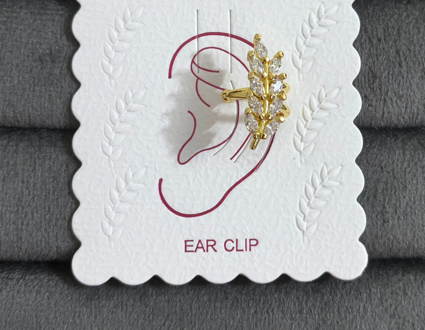 Anti Tarnish Ear Cuff Earring Leaf Pattern 18K Gold Plated