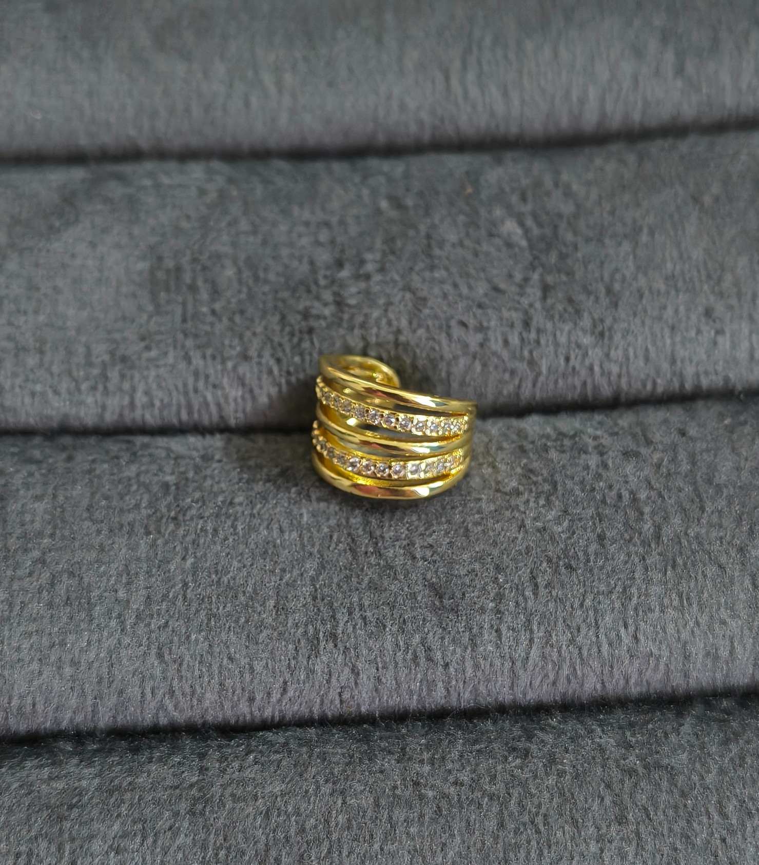 Anti Tarnish Ear Cuff Earring Multi Band 18K Gold Plated