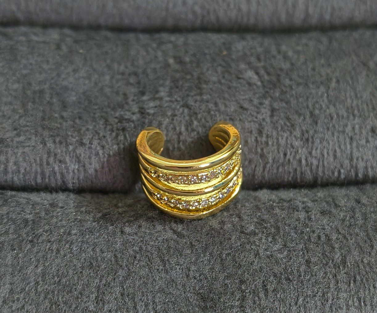 Anti Tarnish Ear Cuff Earring Multi Band 18K Gold Plated